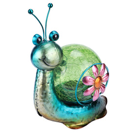 MUMTOP snail-pattern crackle glass lantern glows at dusk for cozy outdoor decor.
