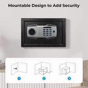 MUNBYN smart biometric safe 0.5-cubic-foot capacity fits money, documents, and jewelry securely