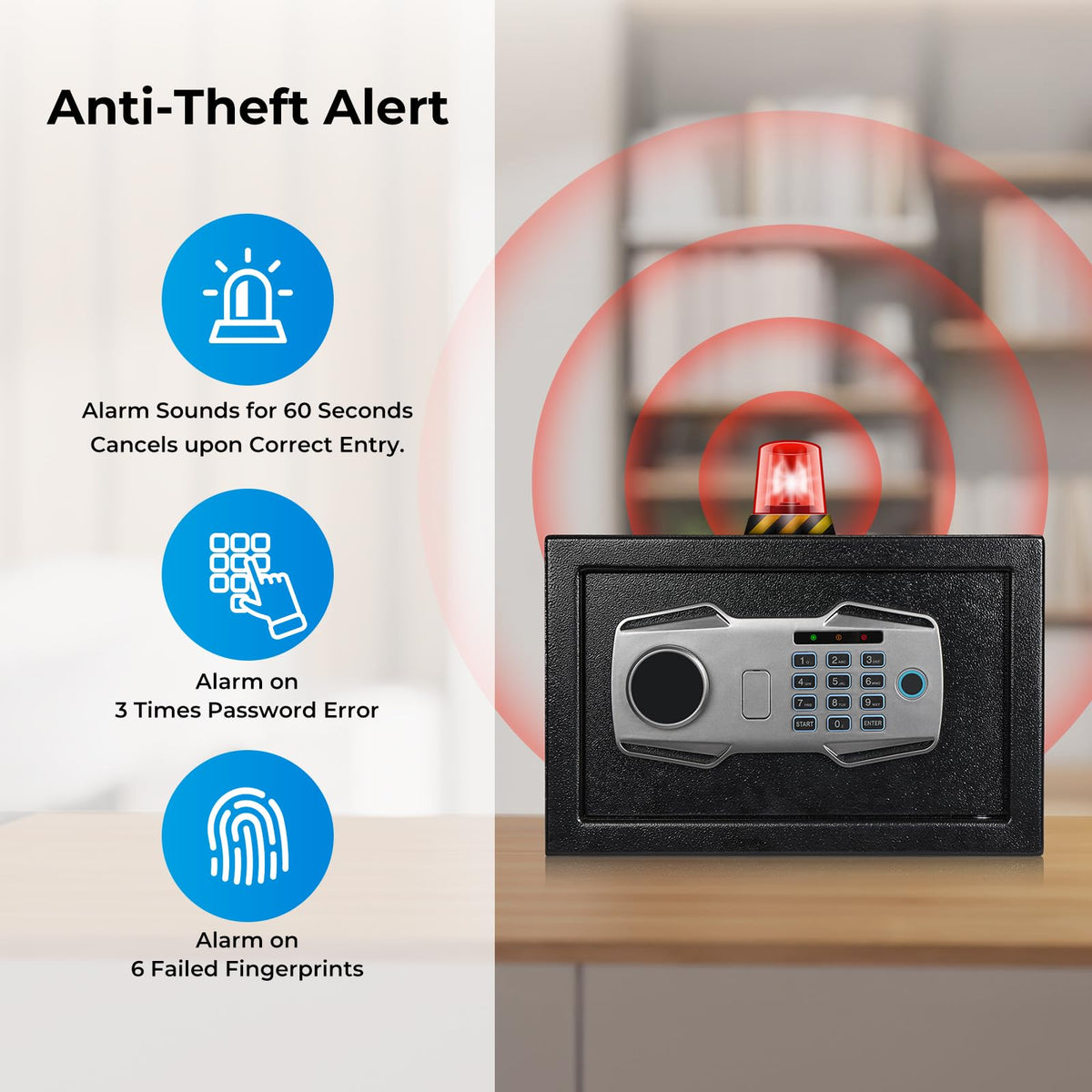 MUNBYN smart biometric safe mounting holes enable secure installation