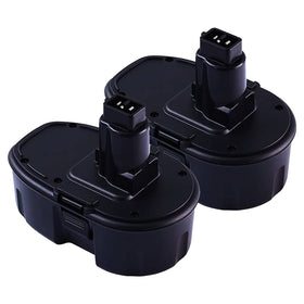 Munikind 18V replacement battery DC9098 front view, shows compatibility with Dewalt tools