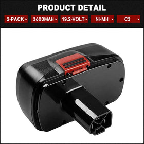Munikind 19.2V battery side view, shows compact design and two-pack value.