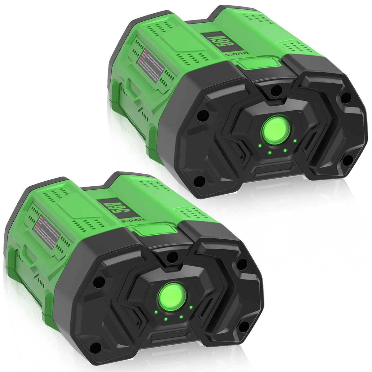 Munikind 2Pack BA2800 battery front view highlighting high capacity for EGO tools