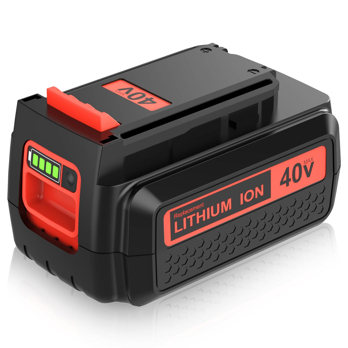 Munikind 40V battery front view with LED level indicator for quick status checks