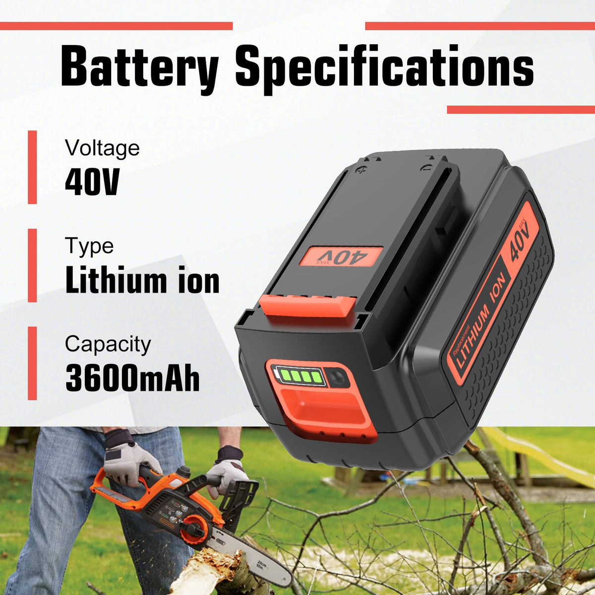Munikind 40V battery LBXR2036 compatible with Black and Decker tools