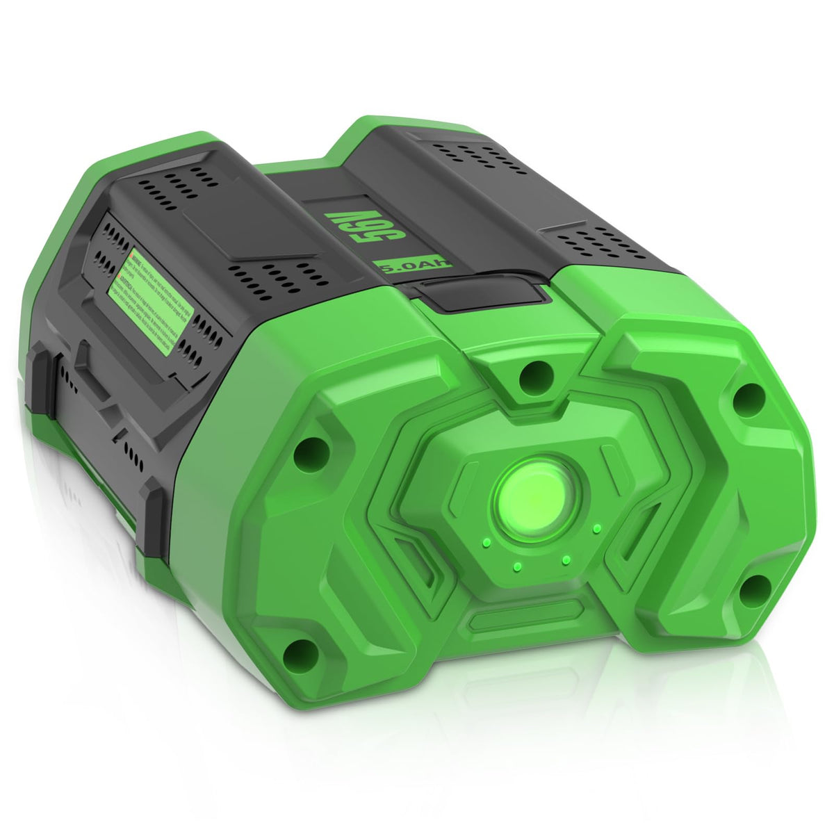 Munikind 5000mAh BA2800 replacement battery, front view, for extended 56V power on tools.