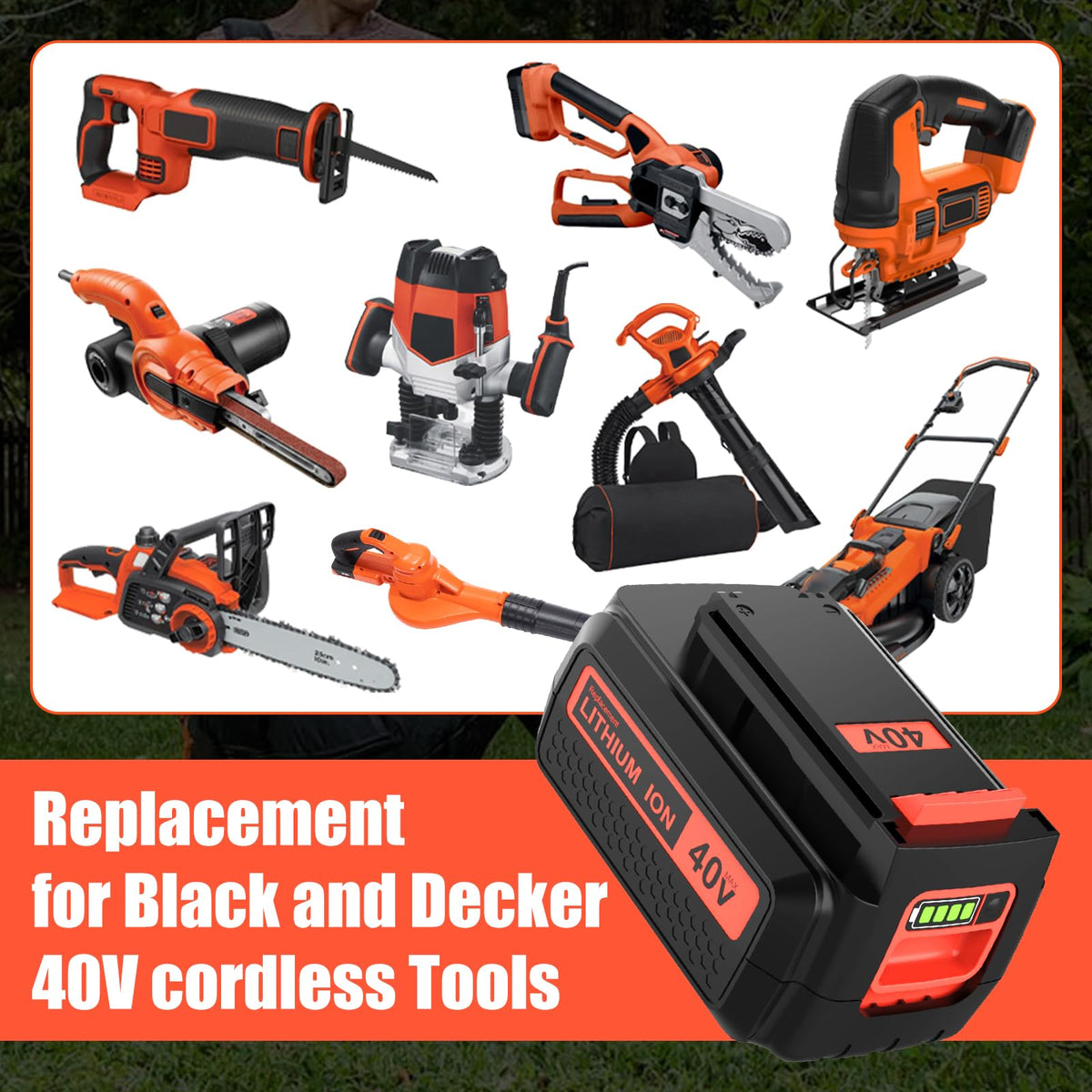 Munikind replacement battery compatible with Black Decker 40V tools for easy swap