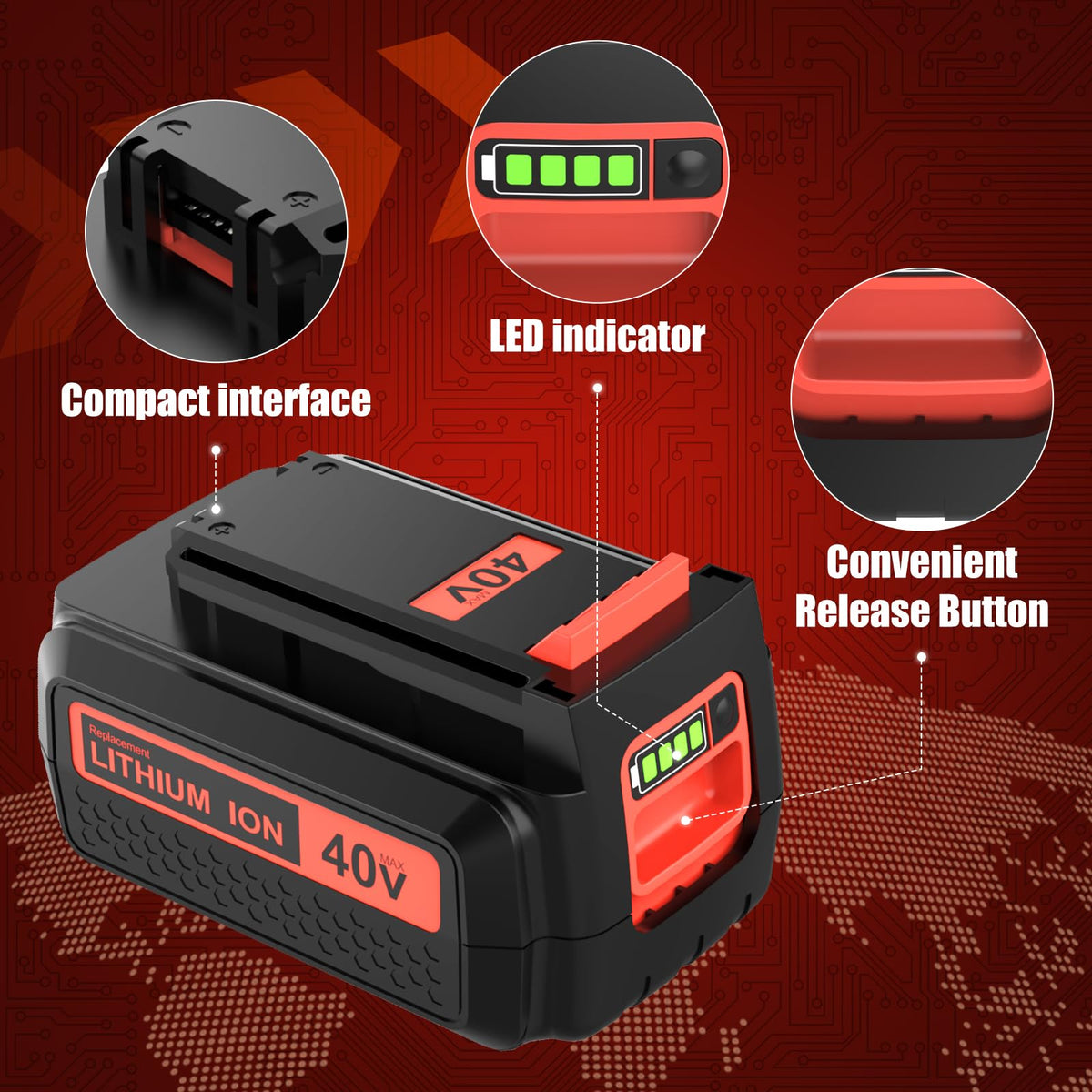 Munikind battery with shock-resistant housing protects during rough yard work