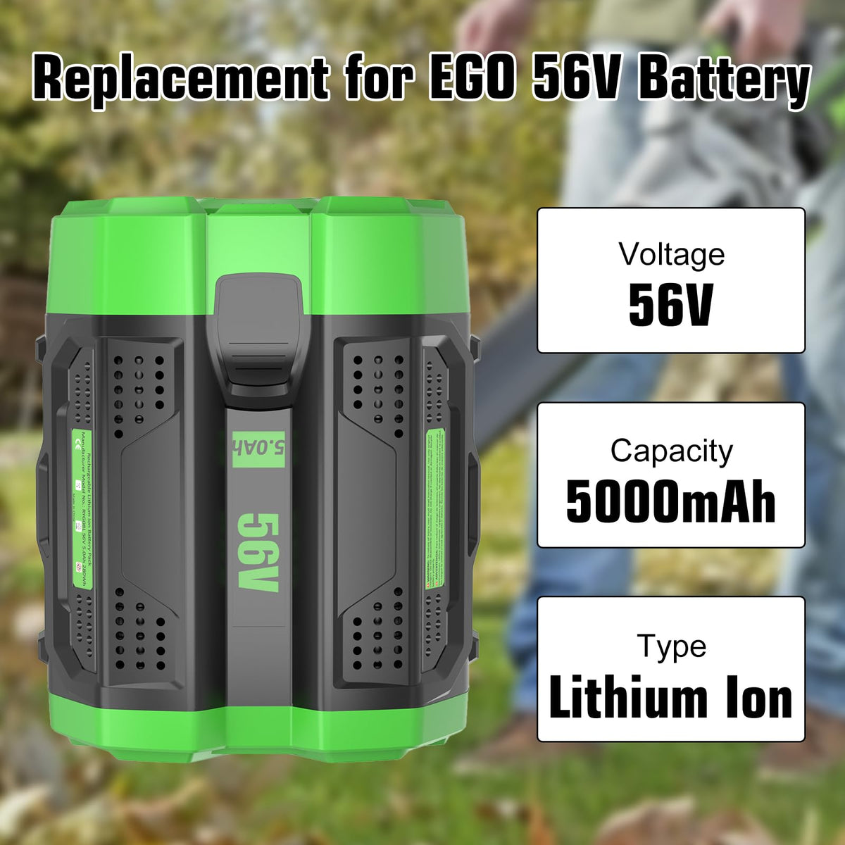 Munikind 56V battery pack mounted on a tool showing compatibility and readiness.