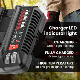 Munikind battery LED indicator displays charge level for easy monitoring.