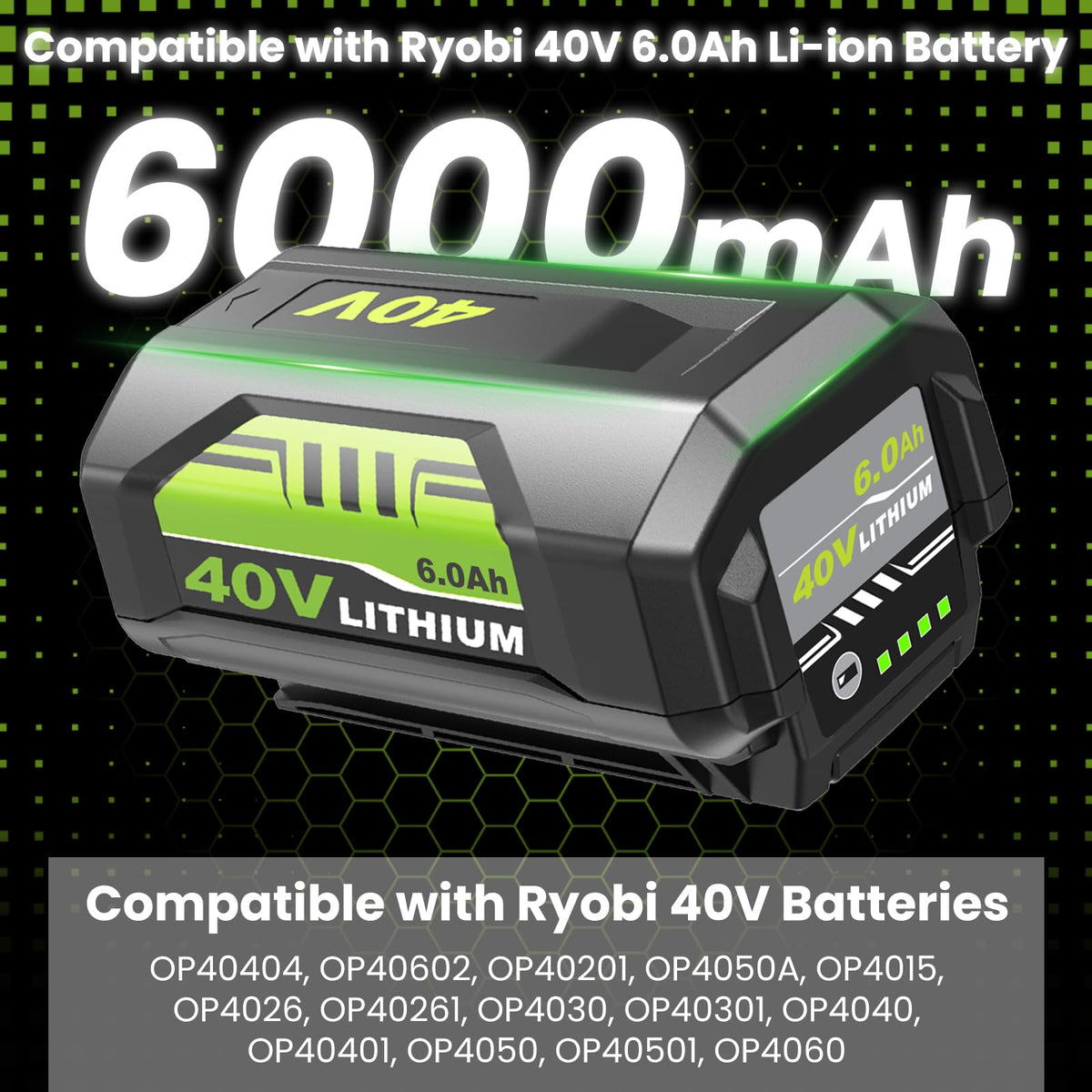 Munikind OP4026 battery with LED indicator for quick status checks