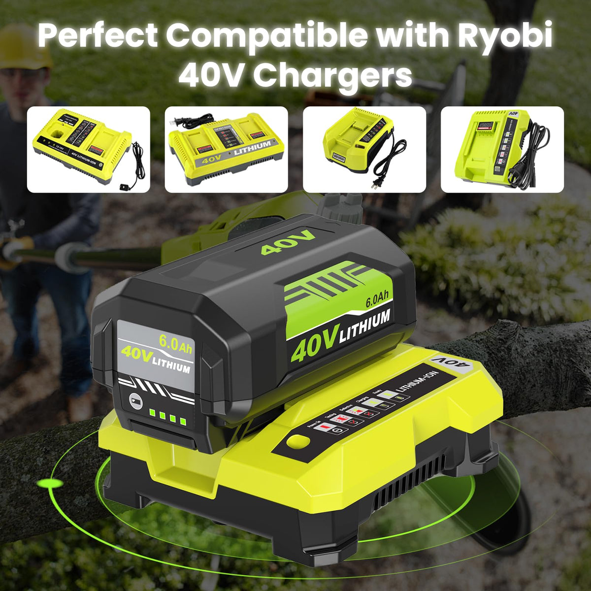 Munikind Ryobi 40V compatible battery supporting multiple tools