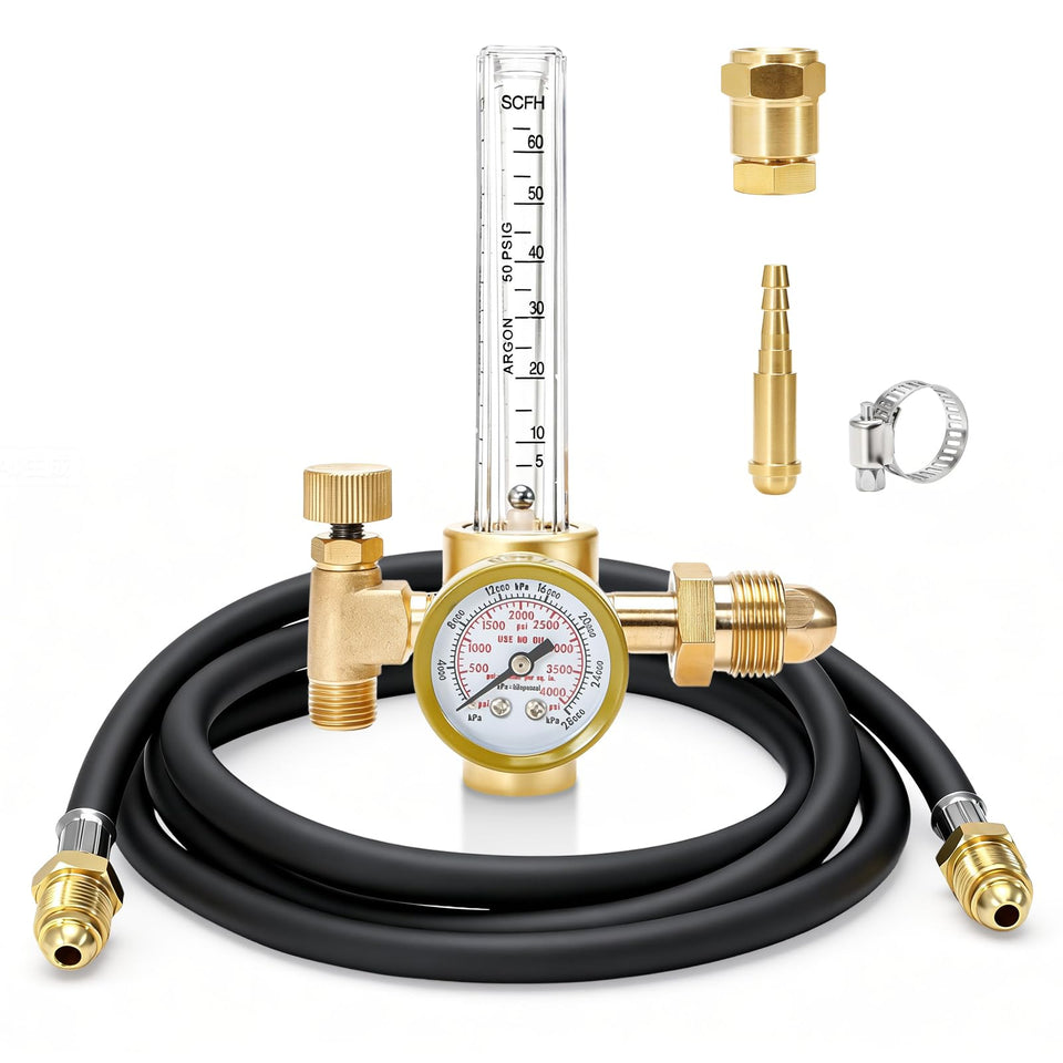Muphop Argon Regulator Flow Meter shows precise gas flow for MIG welding.