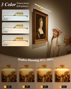 Musanne picture light remote control enables easy dimming and timer presets.