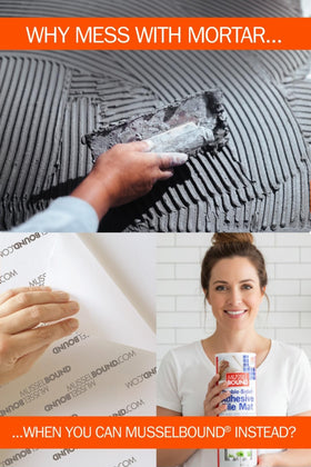 MusselBound peel-stick grout finish delivers clean look
