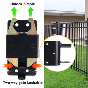 MustGood two-way latch with included hardware for secure livestock access.