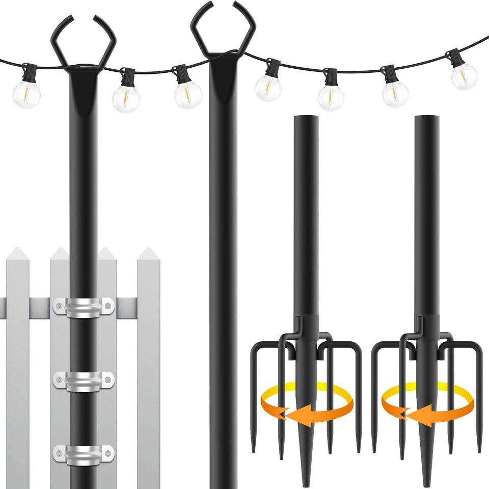 Mutovlin 2-pack 10ft light poles for outdoor installation with sturdy metal build.