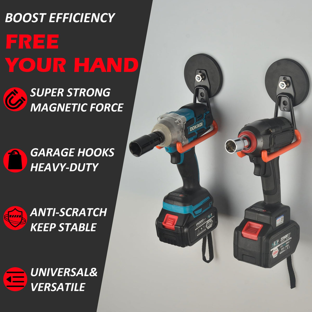 Mutuactor anti-slip rubber coating prevents slipping when hanging items.