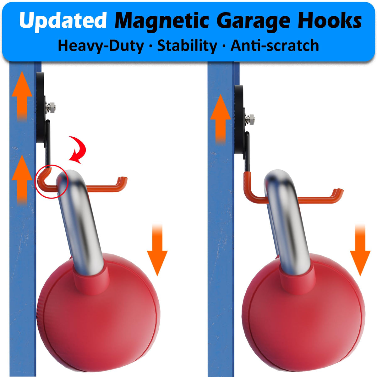 Mutuactor heavy-duty magnet provides strong hold on metal surfaces.