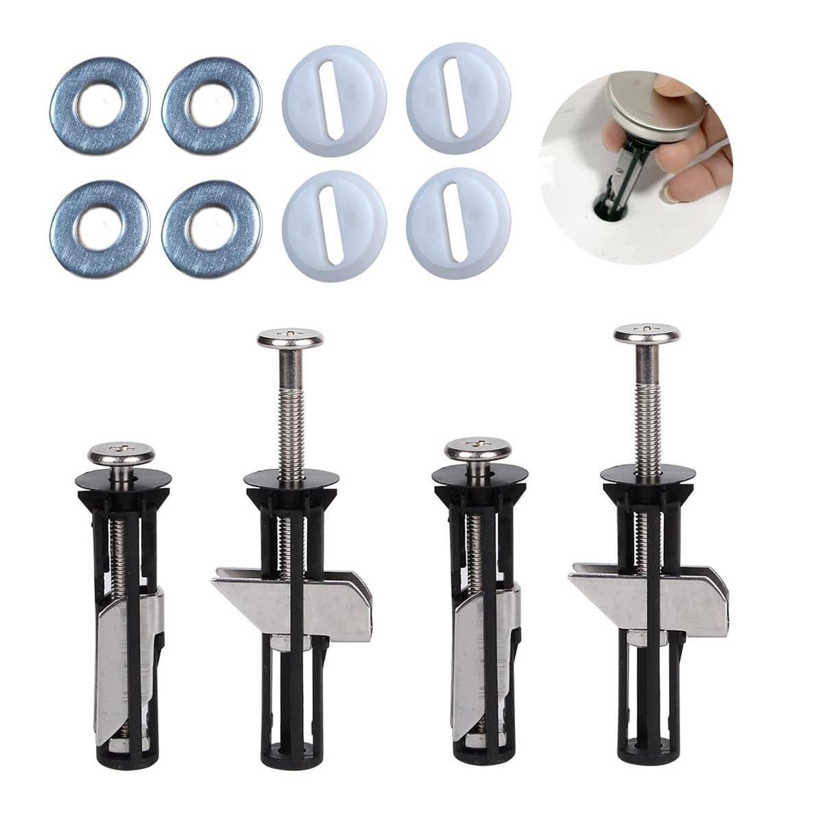 MUU universal toilet seat bolt kit front view with quick-release design