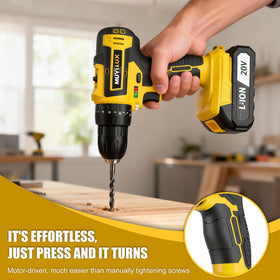 Muylux cordless drill 70pcs batteries provide extended runtime for continuous repairs.