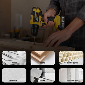 Muylux cordless drill 70pcs in use demonstrates compact, portable setup for quick tasks.