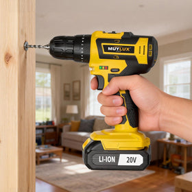 Muylux cordless drill 70pcs keyless chuck allows one-hand bit changes with stability.