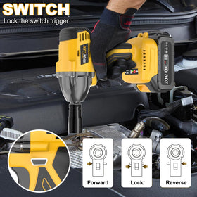 Muylux tire removal tool in action during automotive service.
