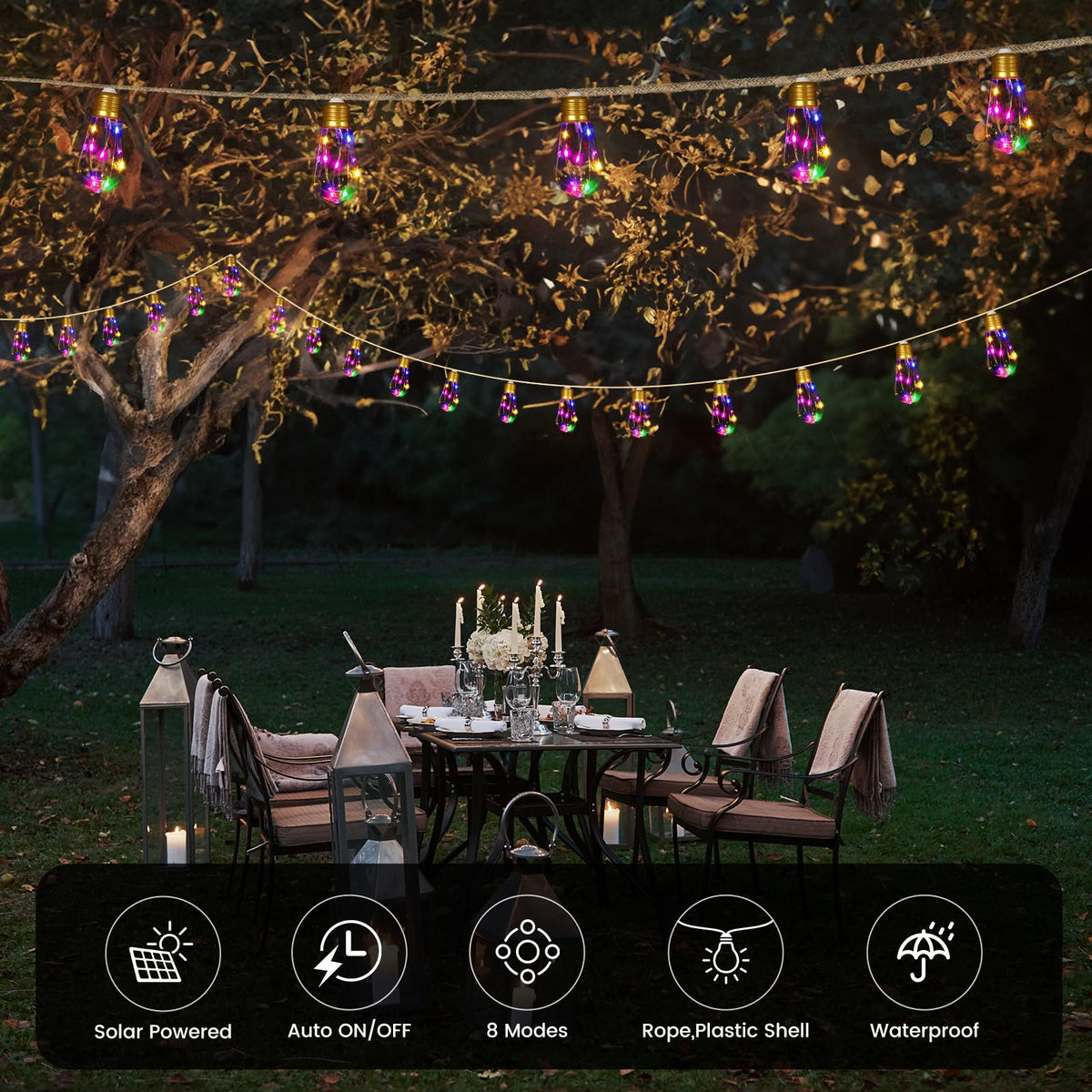 MUYUN hemp rope light string durable for fences and balconies