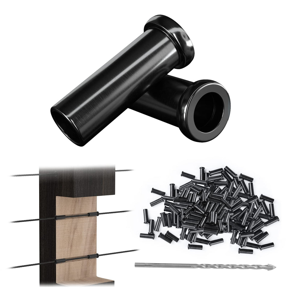 Muzata 1/8-inch black protective sleeve for wood post cable railing