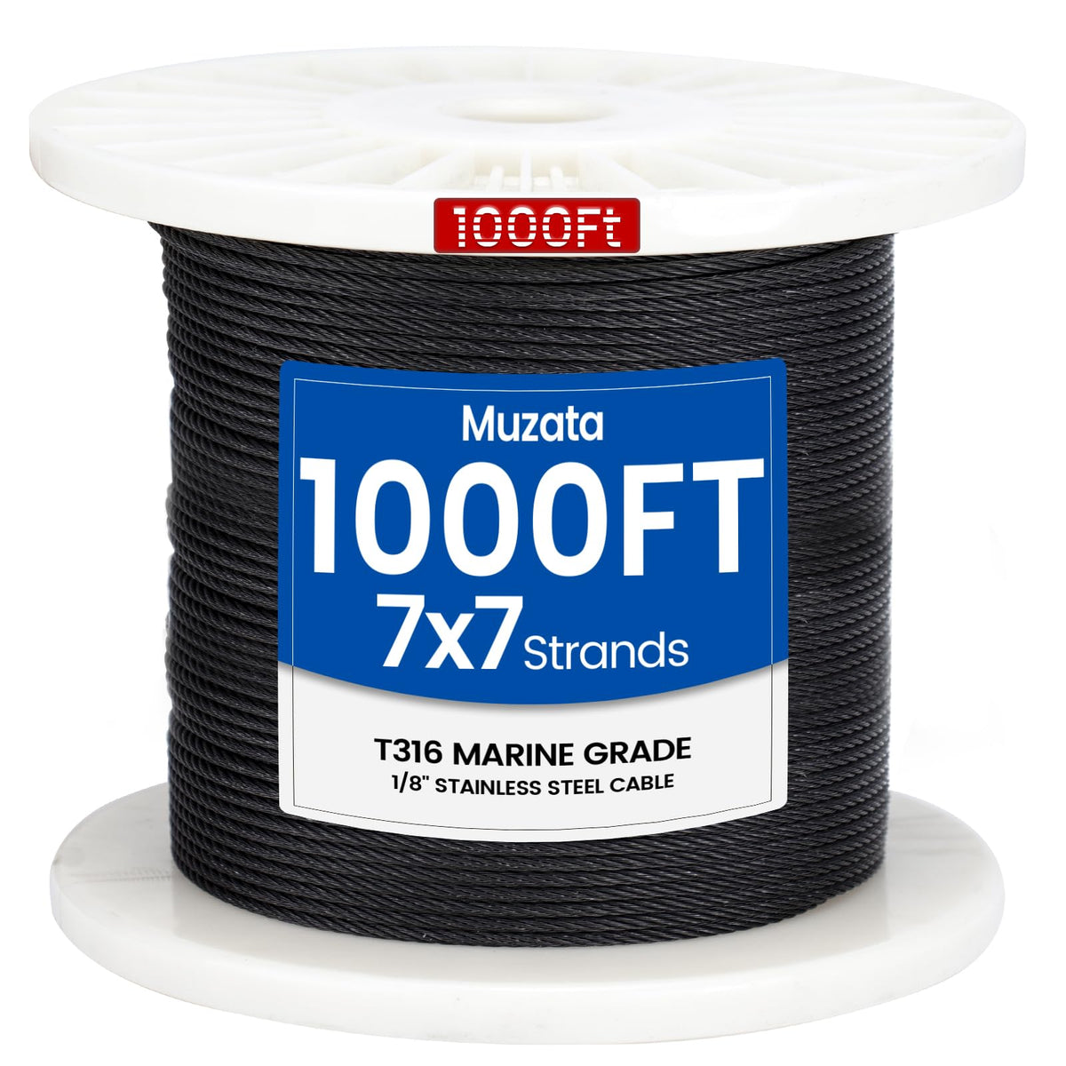 Muzata black wire rope close-up showing durable railing solution