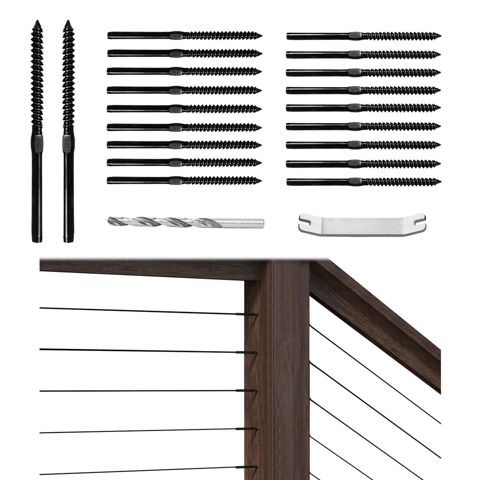 Muzata left-hand 1/8 inch swage lag screws for clean, tension-friendly cable runs.