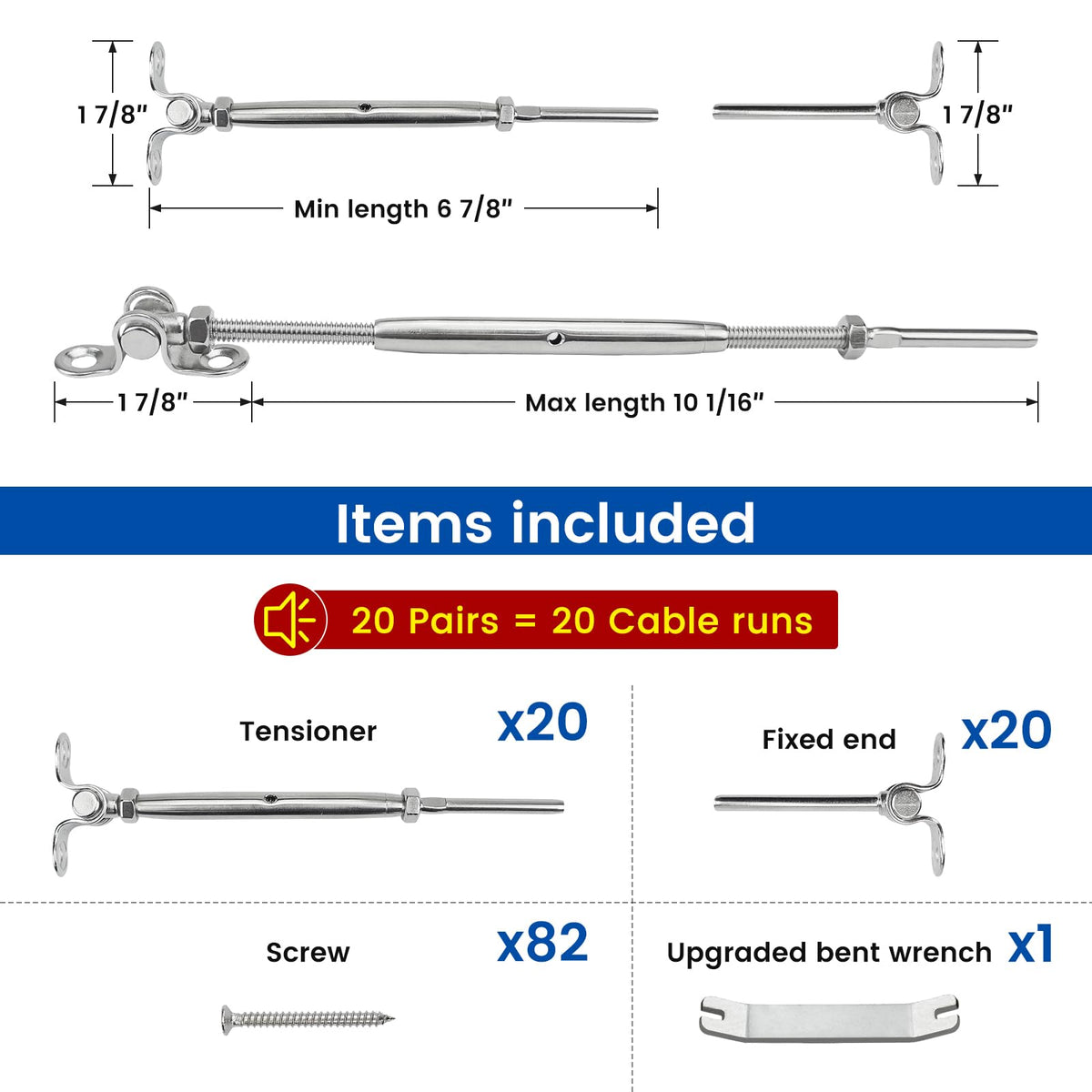 Muzata 20 pcs terminal set for fast, secure cable connections.