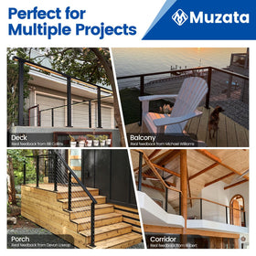 Muzata all-black cable railing system enhances modern deck aesthetics and durability