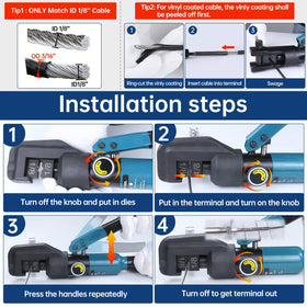 Muzata crimping tool with 180-degree head reaches tight spots during installation.