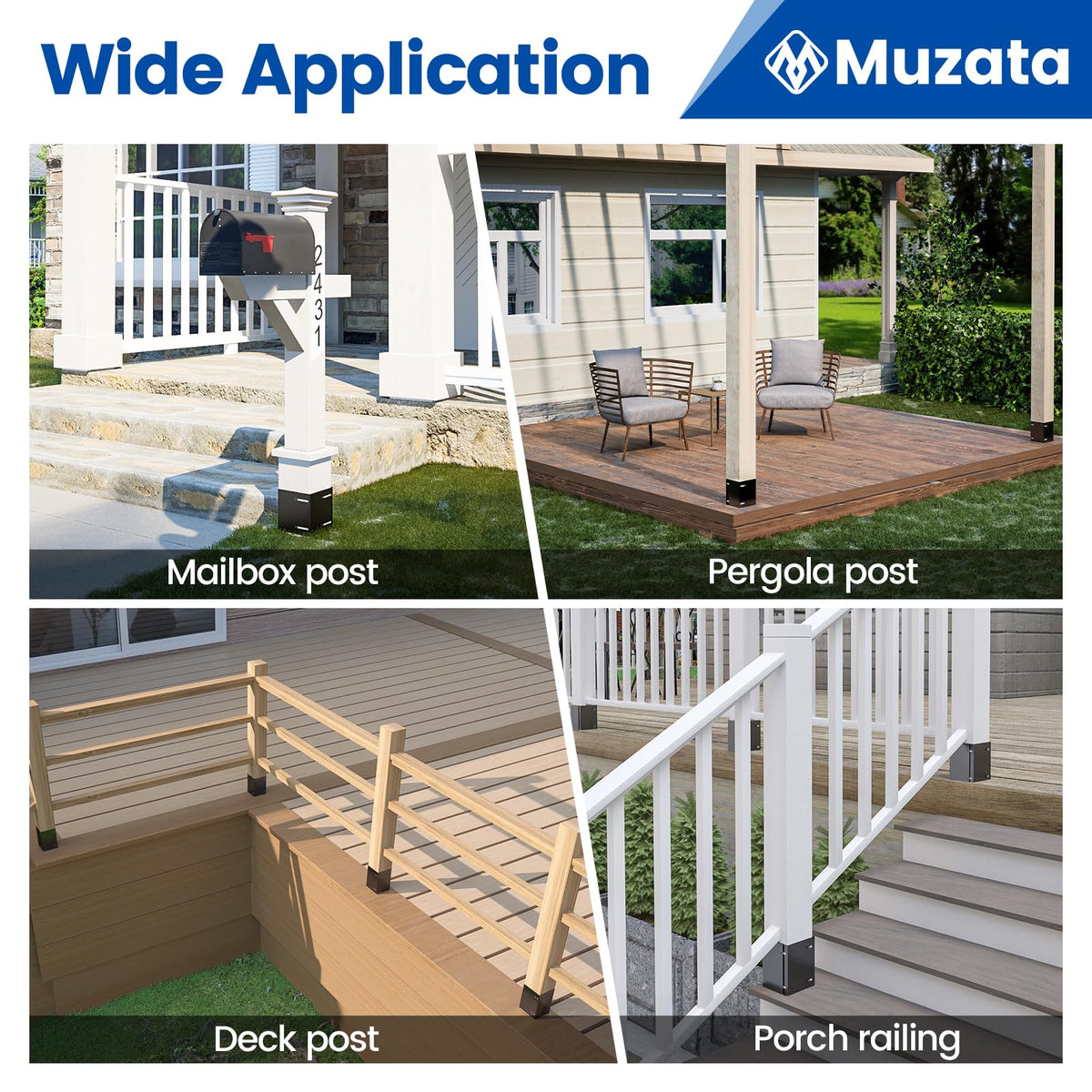 Muzata deck and pergola system compatibility guide shows easy expansion with compatible components