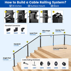 Muzata deck stair porch corner post provides durable rail support