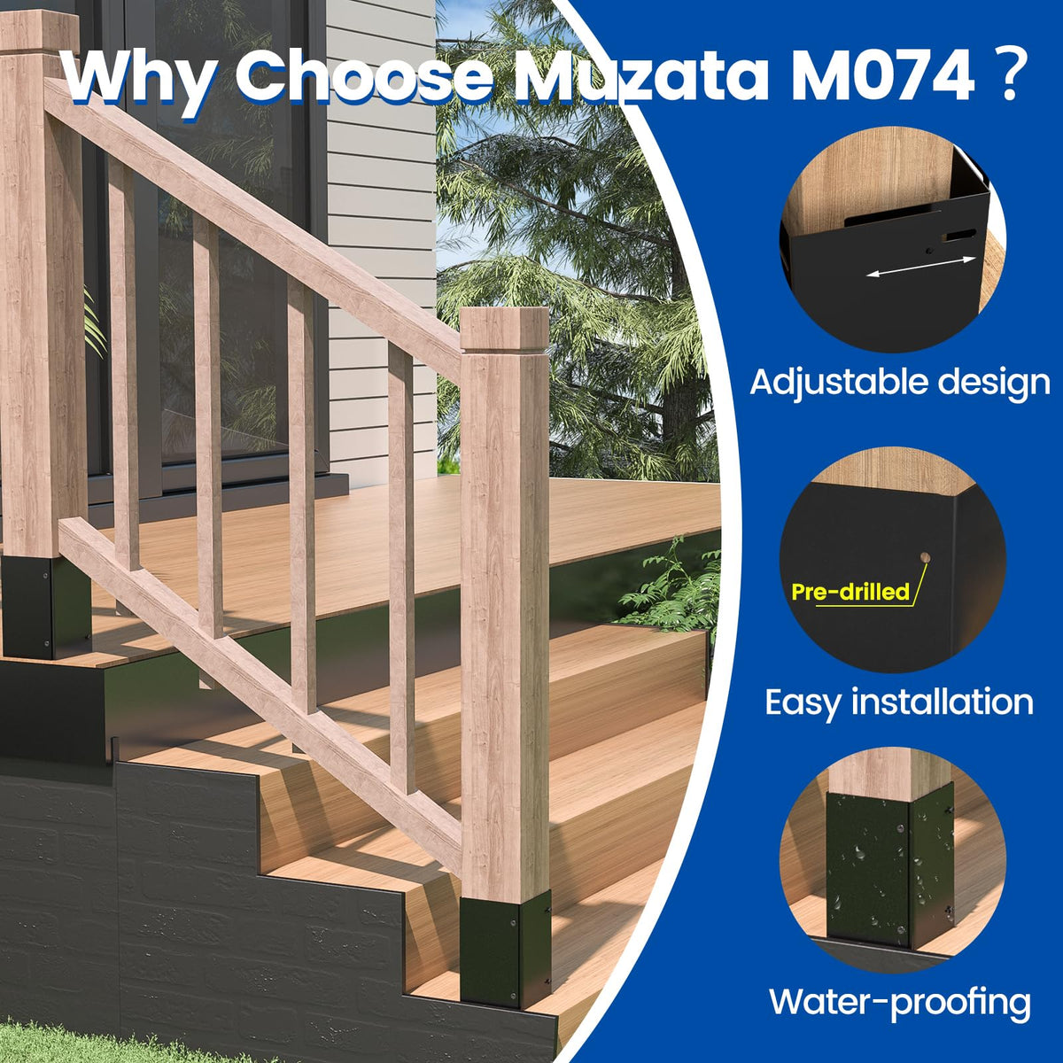 Muzata durable carbon steel with black coating offers rust protection in wet conditions
