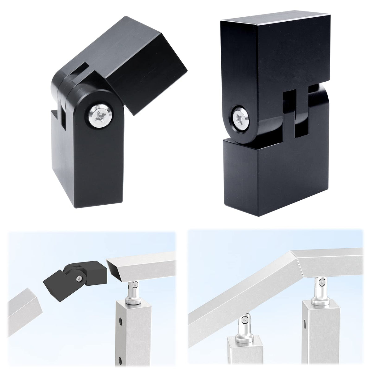 Muzata HA23 vertical pivot connector for HT10/HT14 handrails, supports versatile stair angles.