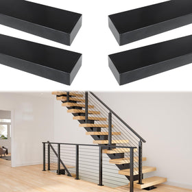 Muzata HT10 4-pack black rectangular stainless steel handrail for durable indoor-outdoor use.