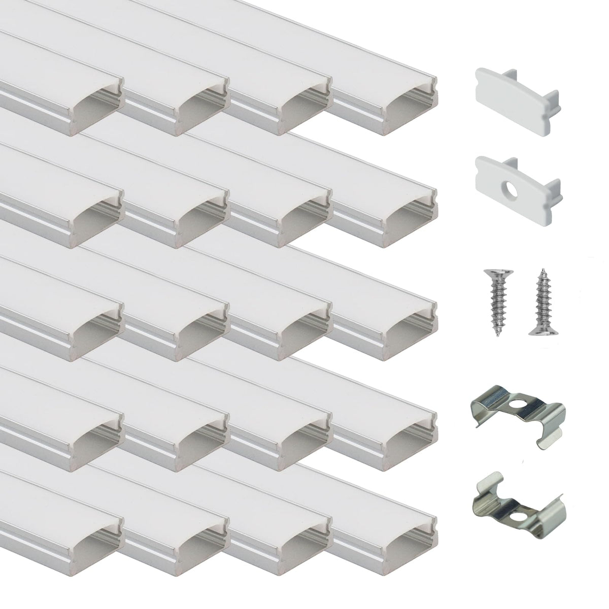 Muzata U1SW silver LED channel, 1m length, for clean lines