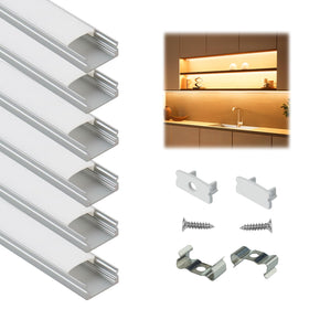 Muzata U1SW silver LED channel with milky cover diffuses light for even glow