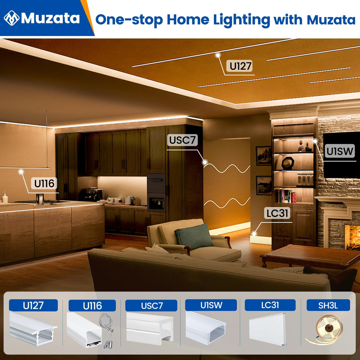 Slim silver Muzata U1SW profile creates a sleek, high-end look