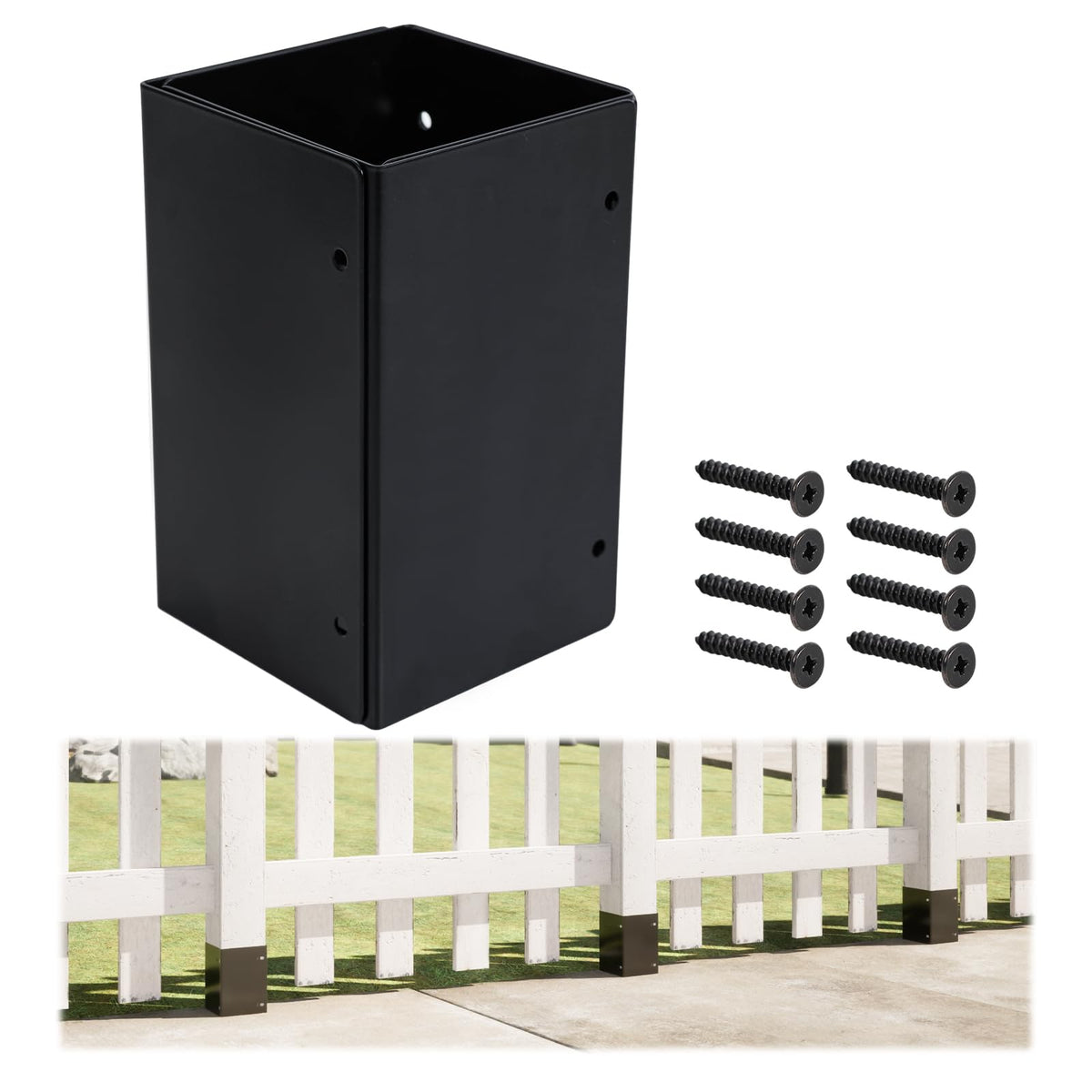 Muzata post protector on a 6-inch mailbox post guards against weather and impact