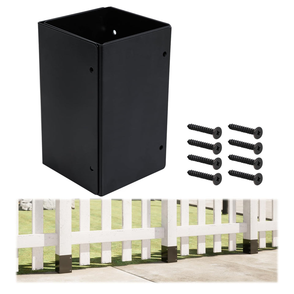 Muzata post protector on a 6-inch mailbox post guards against weather and impact