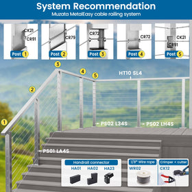 Muzata PS01 LA4S PS02 posts providing stable railing support