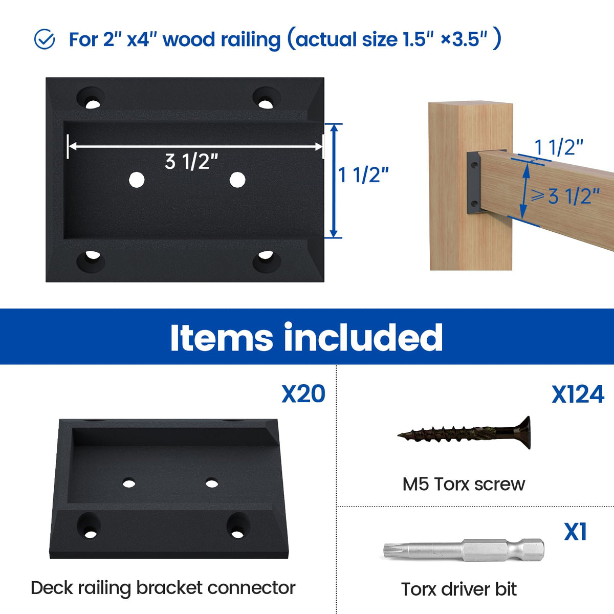 Muzata 124 screws and driver bit for quick, secure installation.