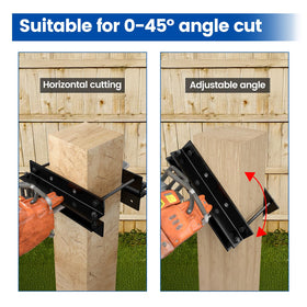 Muzata reciprocating saw guide attachment height-adjustment for flexible post cuts.