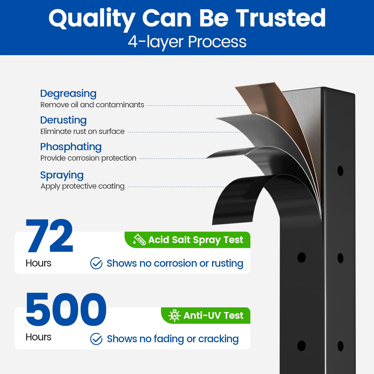 Muzata stainless steel corner post with weatherproof finish for long outdoor life