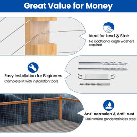 Muzata T316 stainless steel cable rail resists rust in outdoor settings.