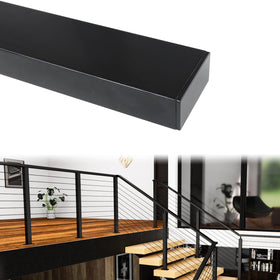 Muzata HT10 black rectangular top rail for cable railing, built for outdoor durability